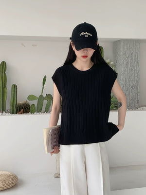 Side Slit Batwing Sleeve Ribbed Knitted Oversize Top