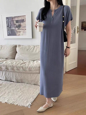 One Button Self Belt Oversize Knitted Dress