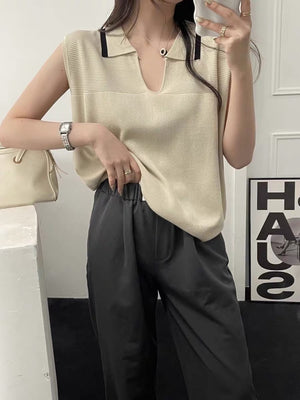 Polo Neck Oversize Knitted Top