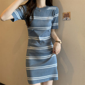 Simple Retro Stripe Knitted Dress