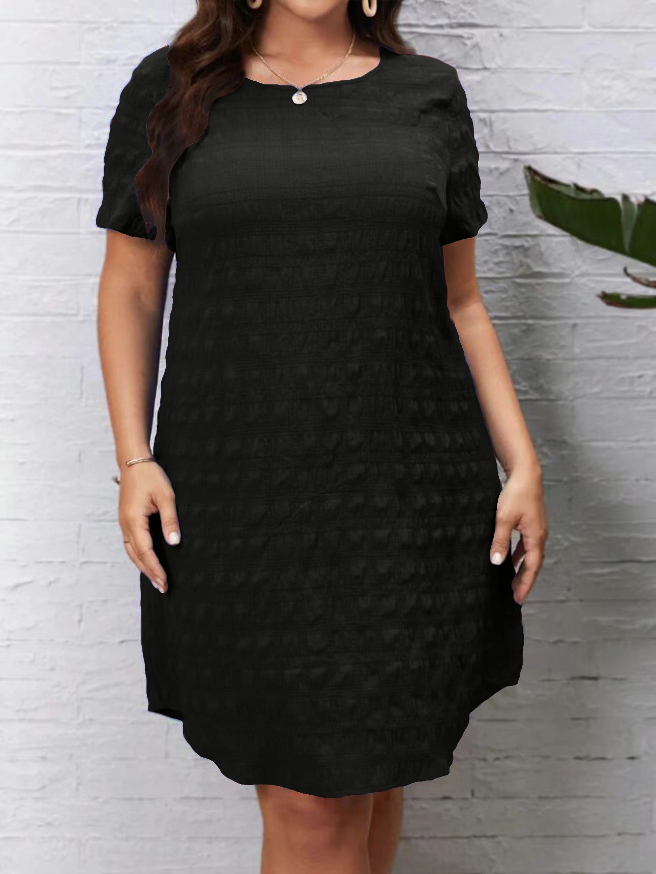 Back Button Detail Plus Size Dress