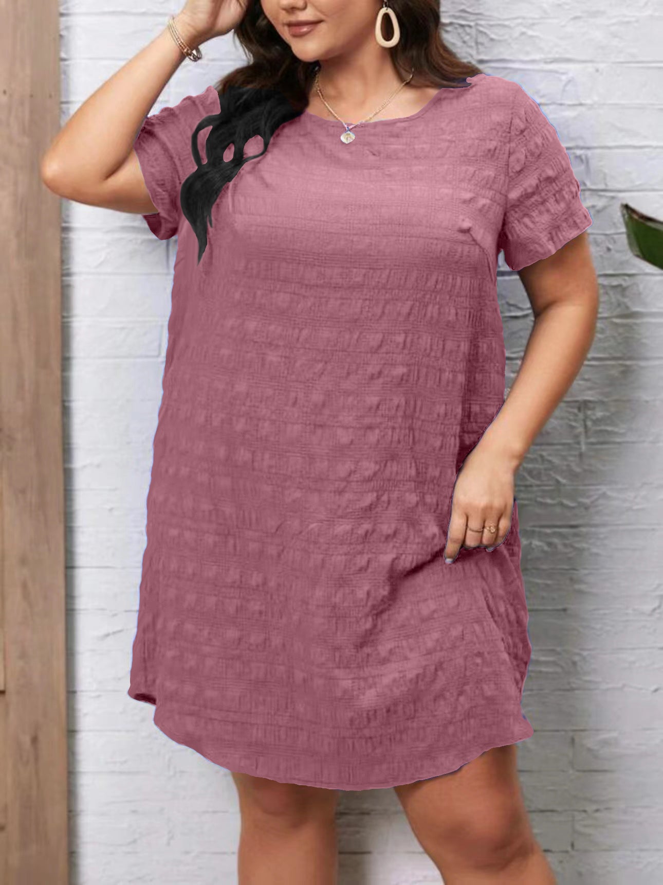 Back Button Detail Plus Size Dress