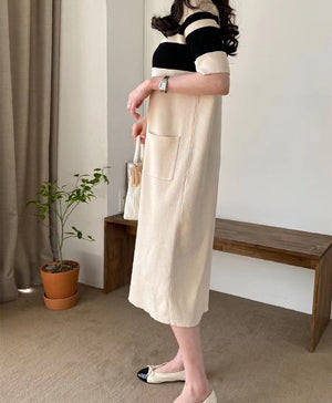 2 Side Pocket Stripe Oversize Knitted Dress