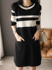 Classic Stripe 2 Side Pocket Oversize Knitted Dress