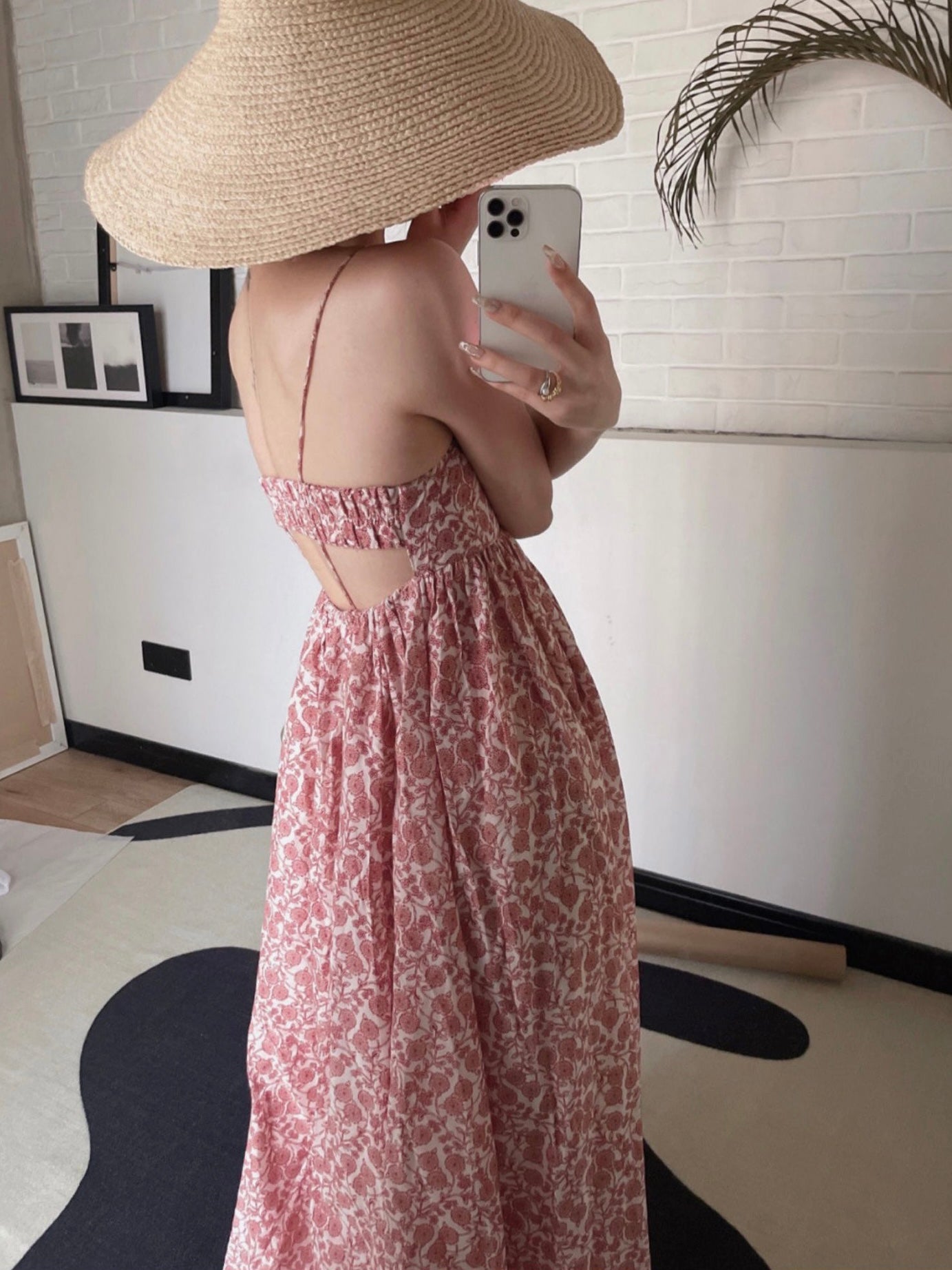 Sexy Back Garter Waist Floral Maxi Cami Dress