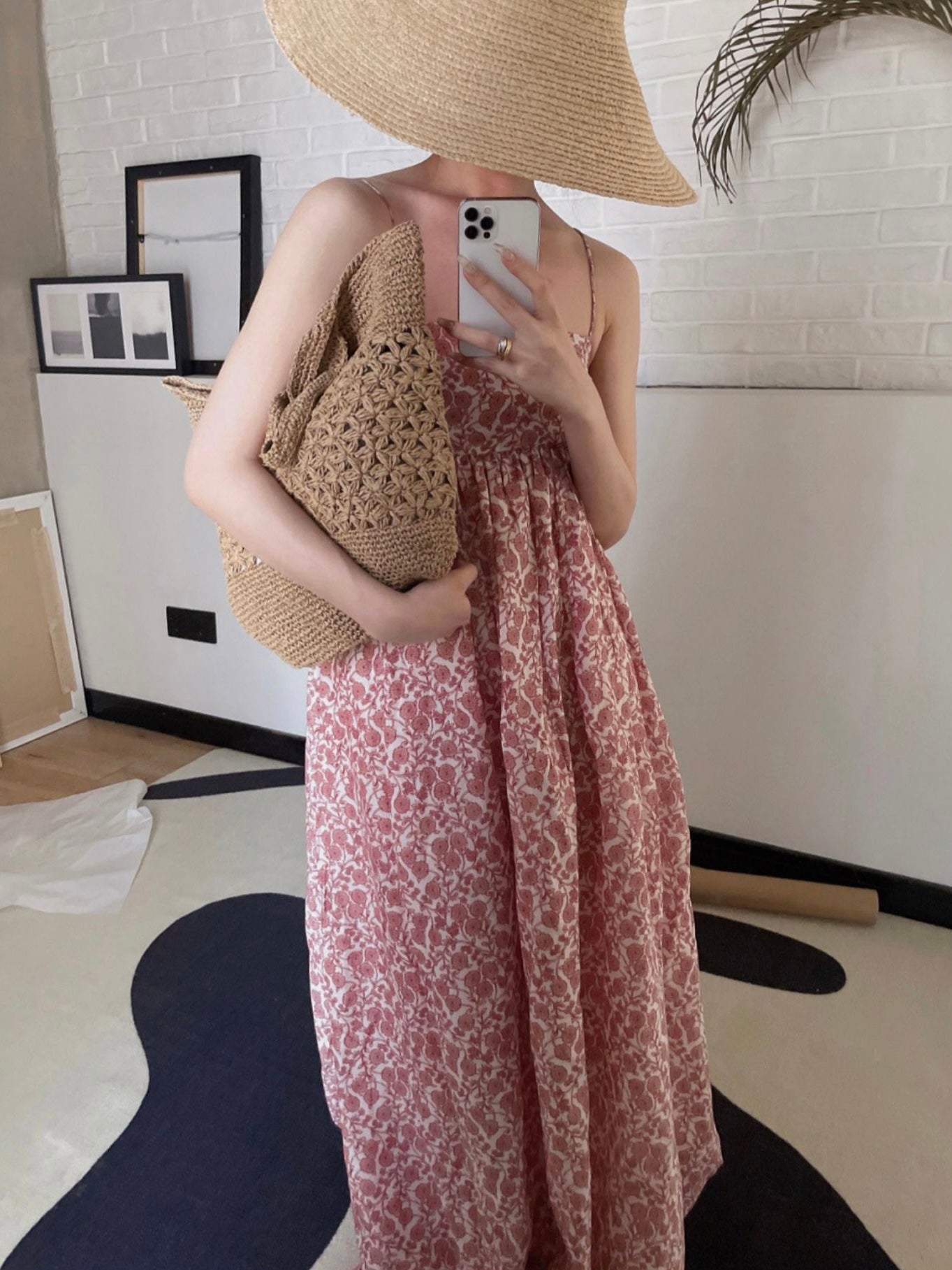 Sexy Back Garter Waist Floral Maxi Cami Dress