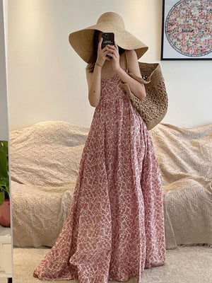 Sexy Back Garter Waist Floral Maxi Cami Dress