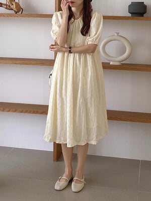 Elastic Sleeve Solid Loose Dress