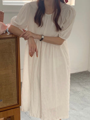 Elastic Sleeve Solid Loose Dress