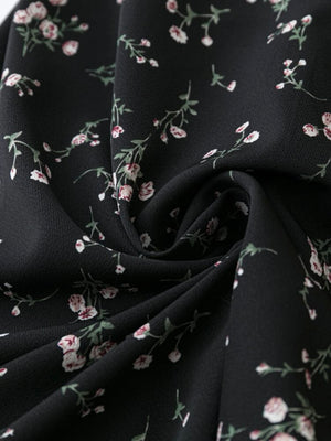 Ditsy Floral Surplice V-neck Ruffle Hem Plus Size Wrap Dress