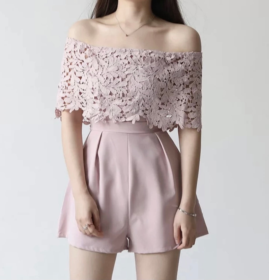 Embroidered Lace Jumpshort / Romper