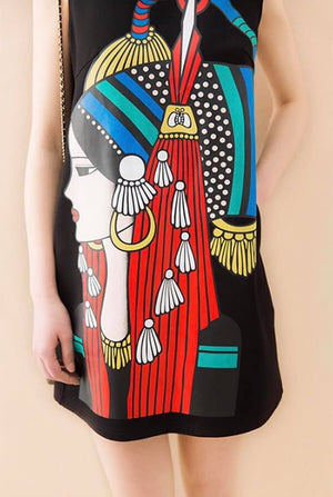 Egypt Print Pocketed Dress Blouse