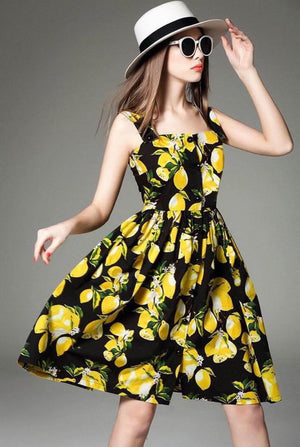 Fresh Lemon Pattern Dress