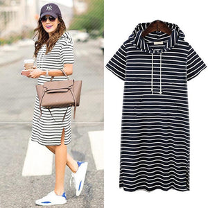 Stripe Cotton Hoody Dress