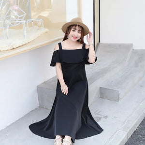 Cold Shoulder Ruffled Upper Plus Size Dress