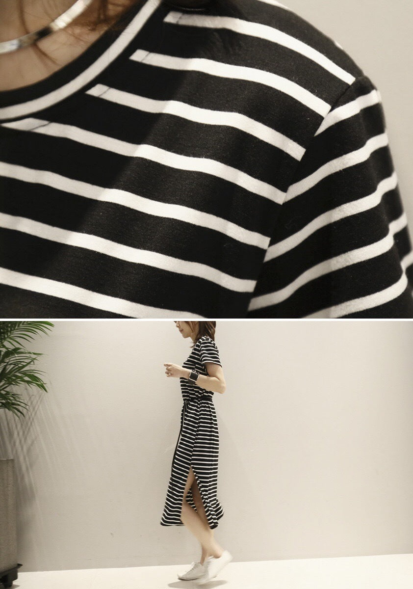 Stripe Pocket Waisted Dress