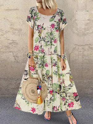 Floral Patch Oversized Loose Dress