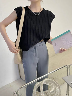 Sleeveless Simple Oversize Knitted Top