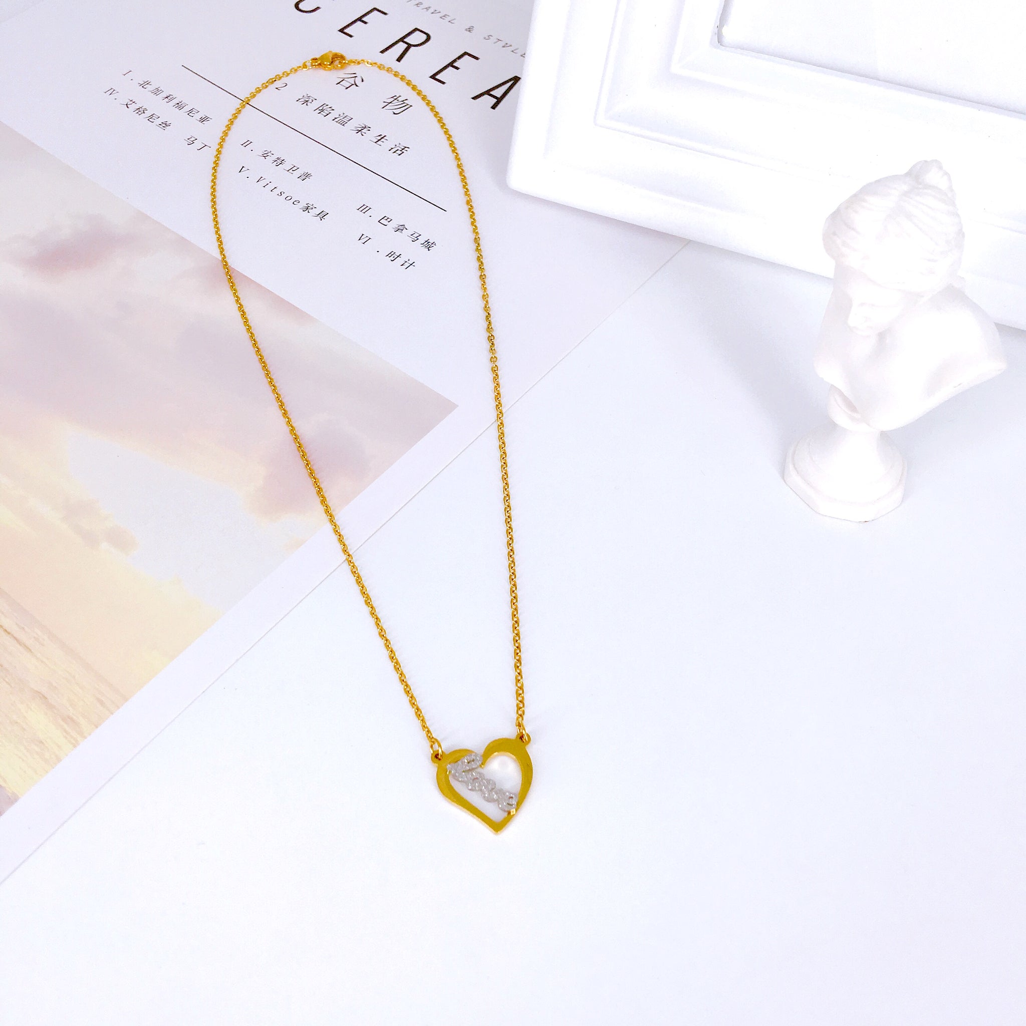 Stainless Steel Two-tone Pendant Necklace
