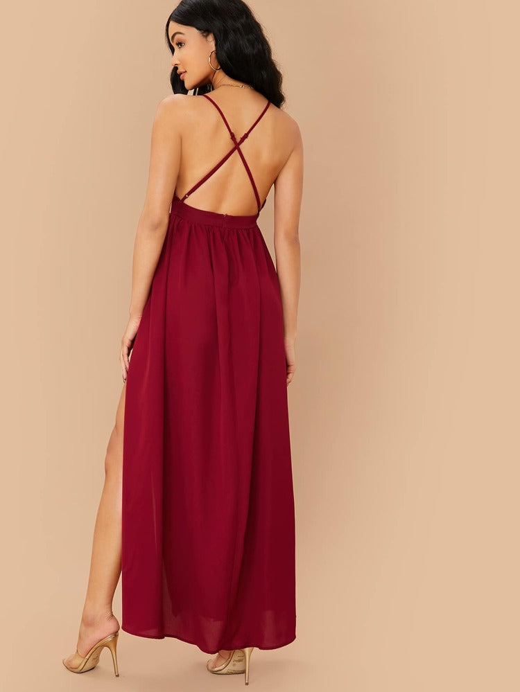 Side Split Sexy Elegant Cami Dress