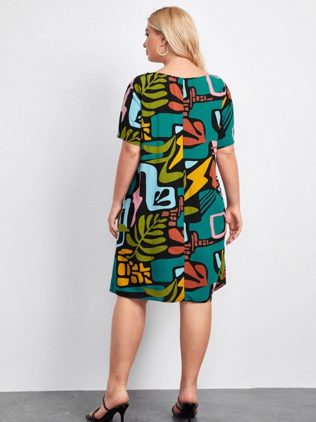Geometric Fun Print Plus Size Dress