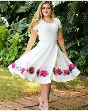 Ivory Floral Oversized Hem Plus Size Dress