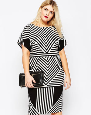 Geometric Stripe Plus Size Dress