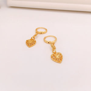18K Bangkok Gold Heart Drop Earrings