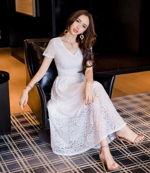 Embroidered Lace Waist Combo Romantic Dress