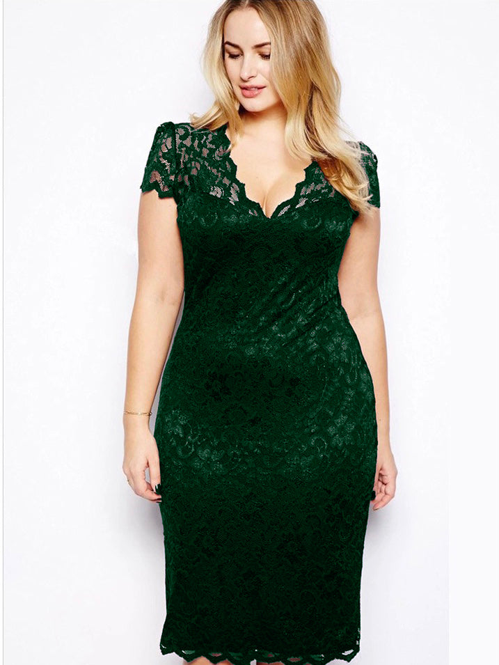 Embroidered Lace Plus Size Romantic Dress