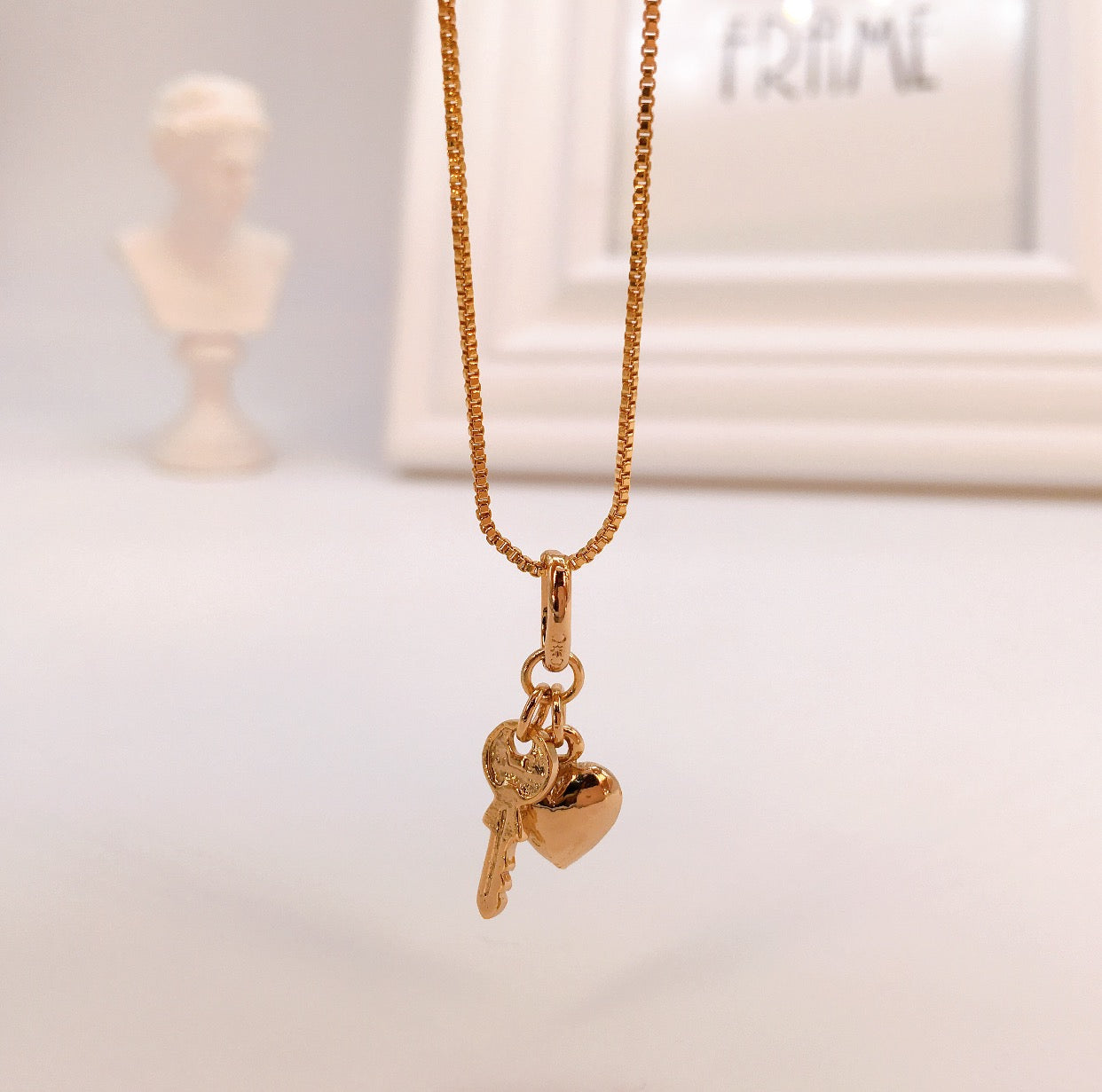 Rose Gold / Bangkok Gold Heart Key Necklace