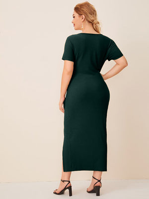 Button Down Split Plus Size Dress