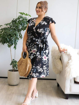 Floral Plus Size Wrap Dress