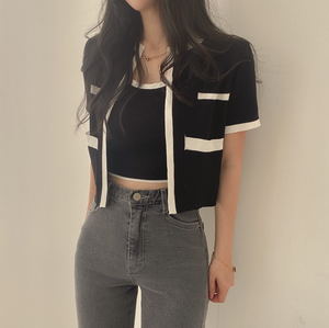Tank Top & Short Sleeve Blazer 2 in 1 Knitted Set