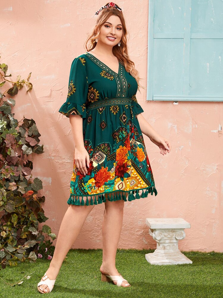 Embroidered Lace Floral Plus Size Dress
