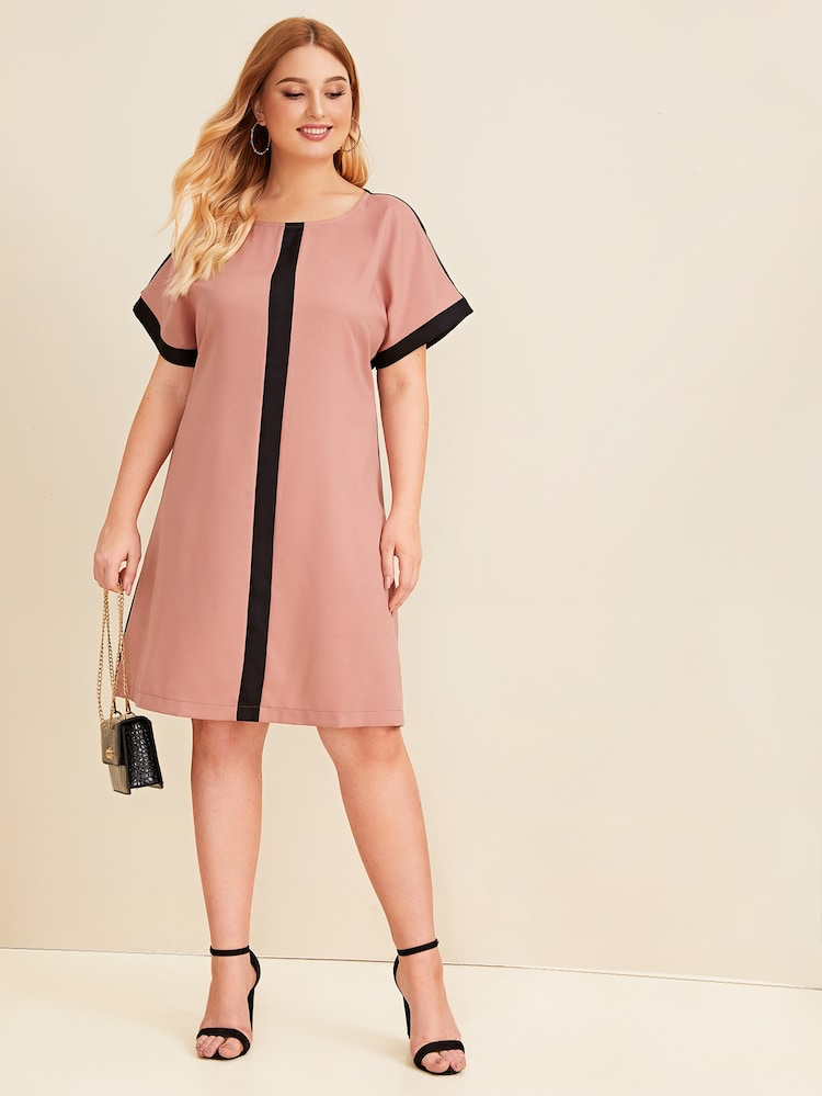 Color Block Simple Plus Size Dress