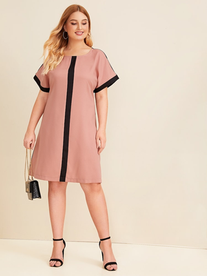 Color Block Simple Plus Size Dress