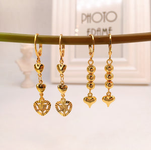18K Bangkok Gold Heart Drop Earrings
