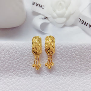 24K Bangkok Gold Tassel Stud Drop Earrings