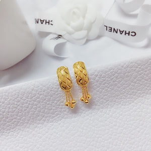 24K Bangkok Gold Tassel Stud Drop Earrings