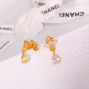 Class A Zircon Diamond 24K Bangkok Gold Earrings