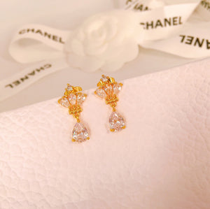 Class A Zircon Diamond 24K Bangkok Gold Earrings