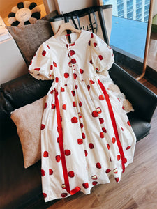 Cute Apple Pattern Button Down Front Dress